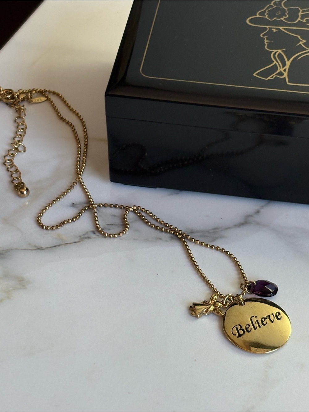 Avon 2007 Believe Croire Inspirational Angel Crystal Pendant Necklace NIB